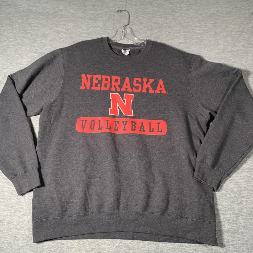 Nebraska Cornhuskers Sweatshirt Mens Large Gray NCAA Volleyball Port & Company - Picture 2 of 12